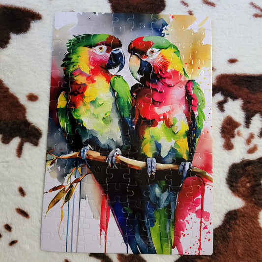 Watercolor Parrot 120 PC Handmade Jigsaw Puzzle