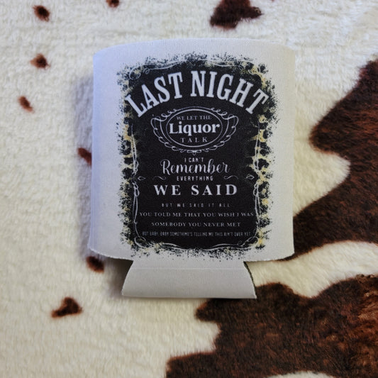 Last Night Animal Print Can Cooler Drink Holder Koozie