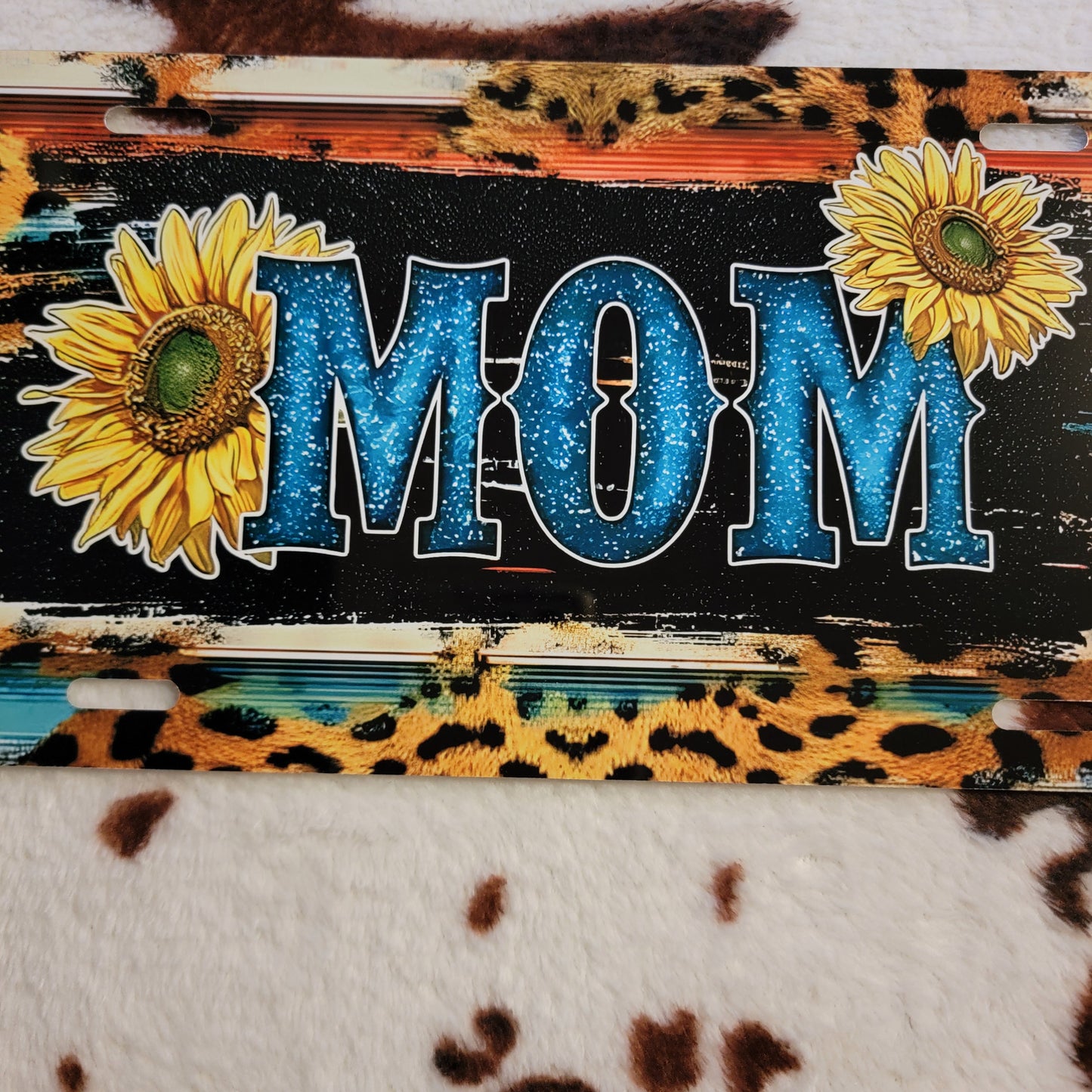 Mom Sunflower Western Car Tag License Plate