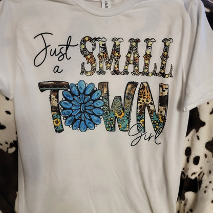 Small Town Girl Western White T-Shirt Short Sleeve Graphic Tee