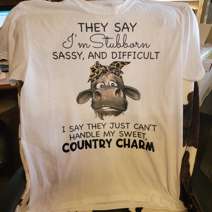 Country Charm Cow Graphic Tee Shirt