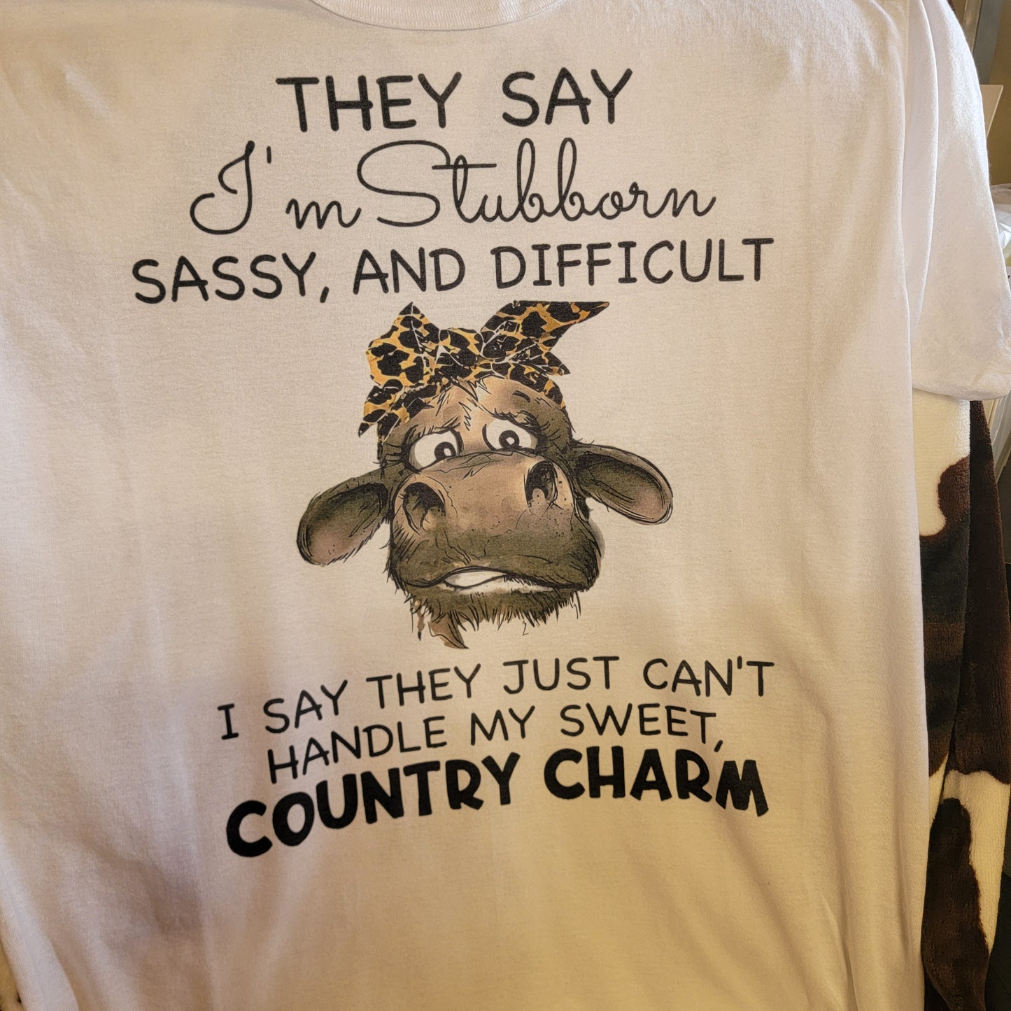 Country Charm Cow Graphic Tee Shirt