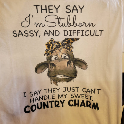 Country Charm Cow Graphic Tee Shirt