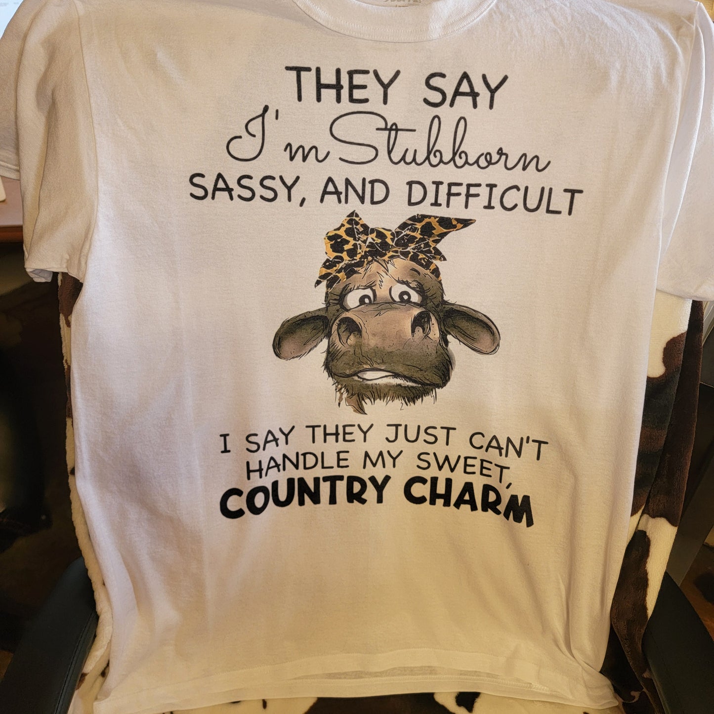 Country Charm Cow Graphic Tee Shirt