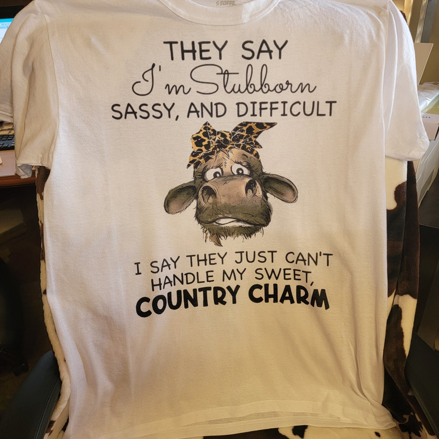 Country Charm Cow Graphic Tee Shirt