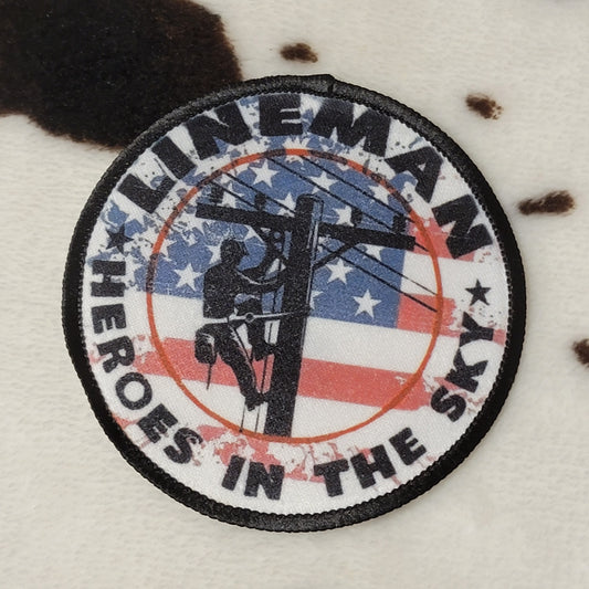 Lineman American Flag Hat Patch