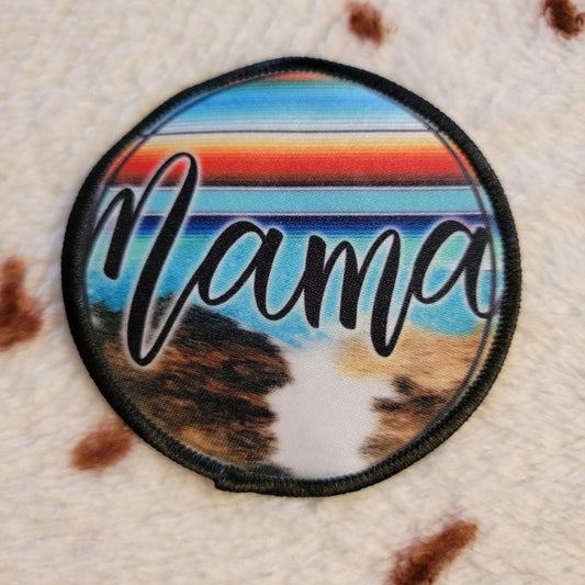 Mama Cow Print Western Hat Patch