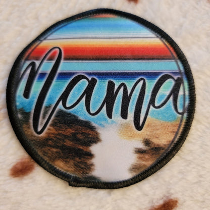 Mama Cow Print Western Hat Patch