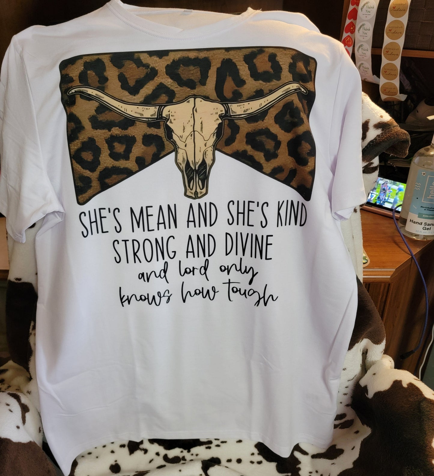 Shes Mean Shes Kind Western Bull Skull Graphic T-Shirt