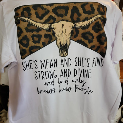 Shes Mean Shes Kind Western Bull Skull Graphic T-Shirt