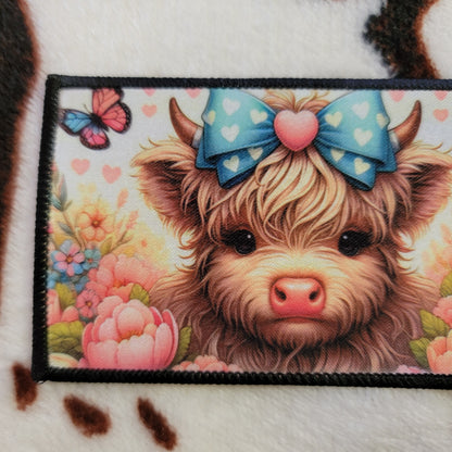 Highland Cow Floral Hat Patch