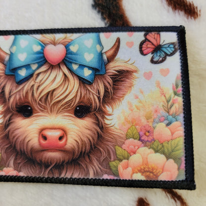 Highland Cow Floral Hat Patch