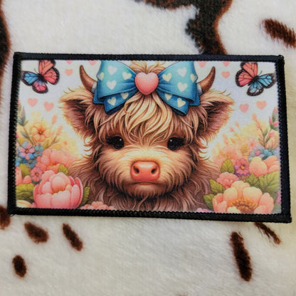 Highland Cow Floral Hat Patch