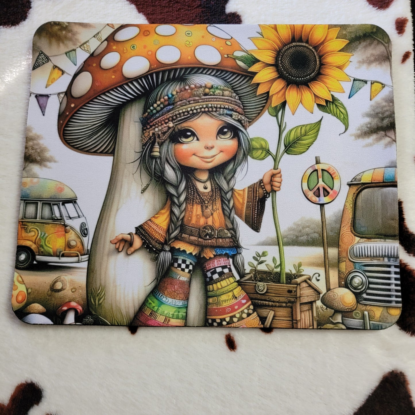 Hippie Sunflower Mouse Pad