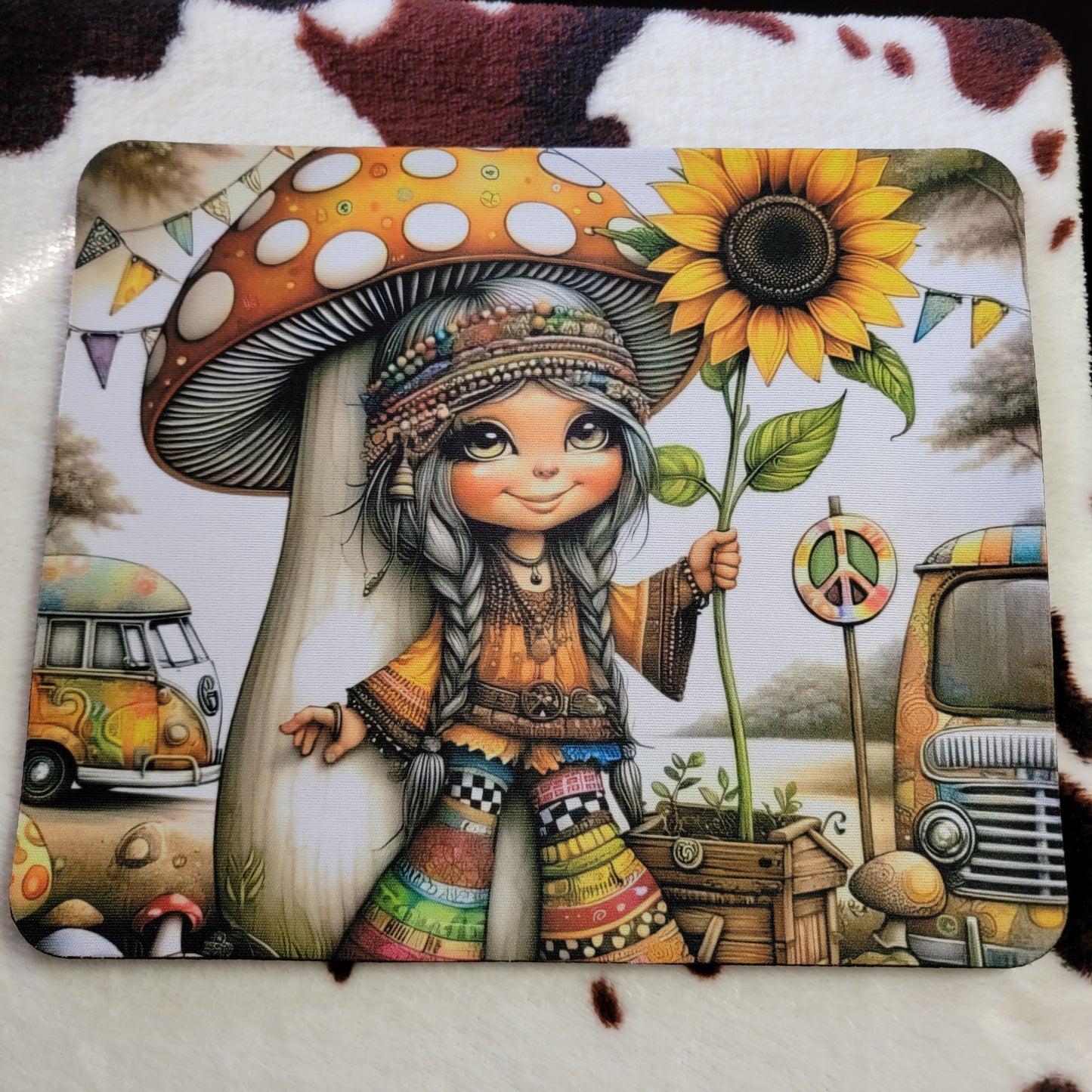 Hippie Sunflower Mouse Pad