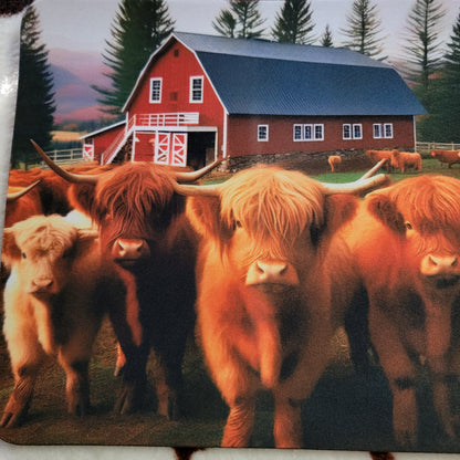 Highland Cow Red Barn Mouse Pad