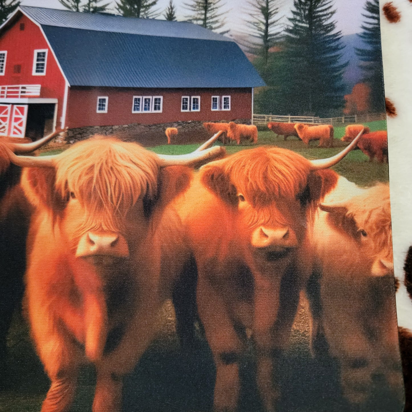 Highland Cow Red Barn Mouse Pad