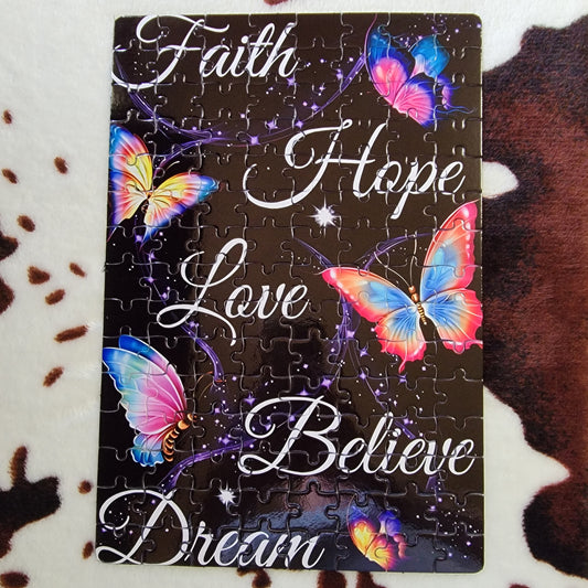 Faith Hope Love Butterfly 120 Piece Handmade Jigsaw Puzzle