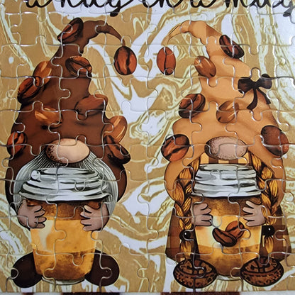 Coffee Gnomes 120 PC Handmade Jigsaw Puzzle