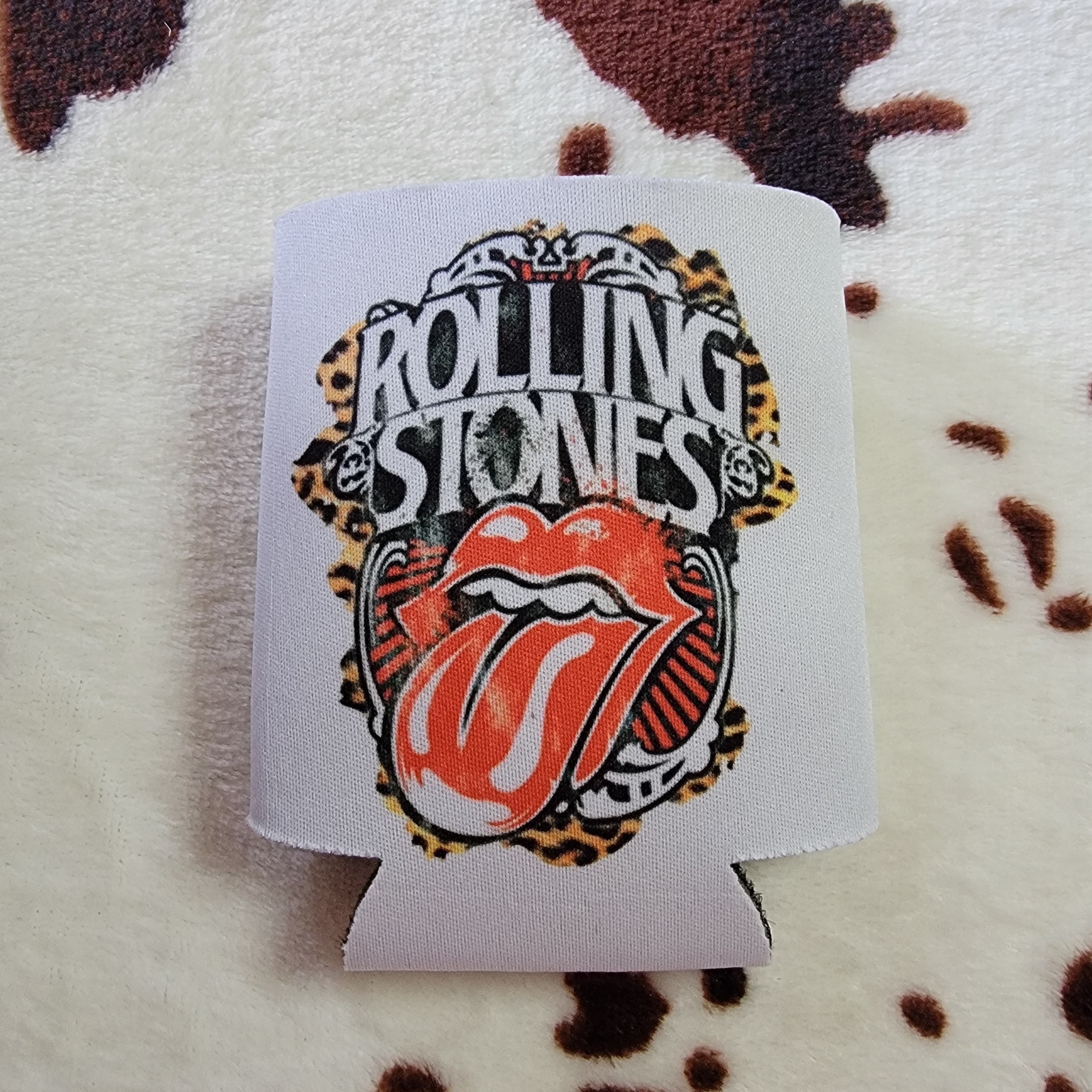 Rolling authentic Stones Leather Drink Koozie