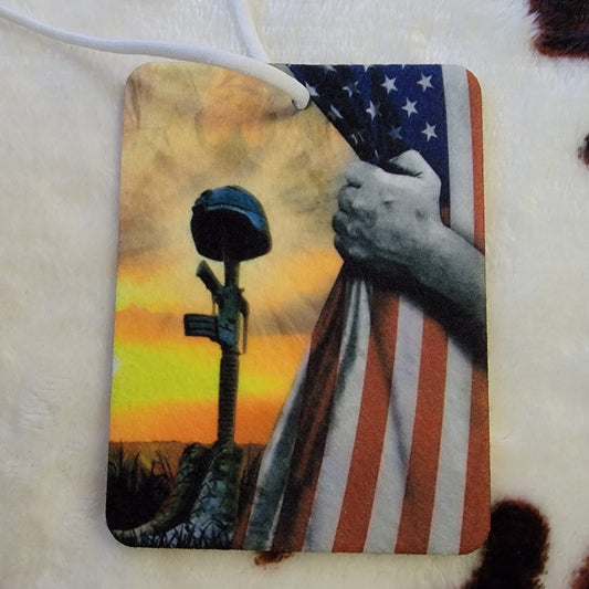 Soldier Flag Unscented Car Air Freshener Freshie