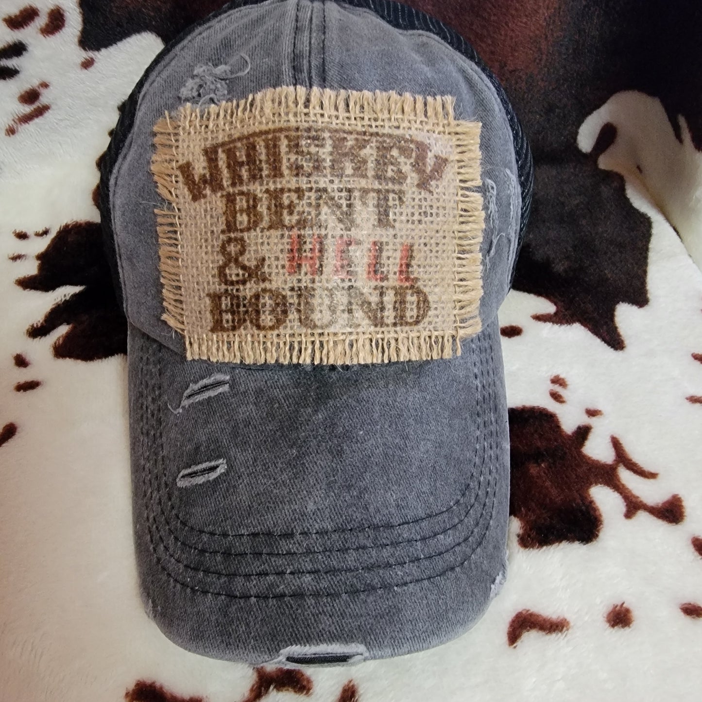 Whiskey Bent Criss Cross Ponytail Patch Hat