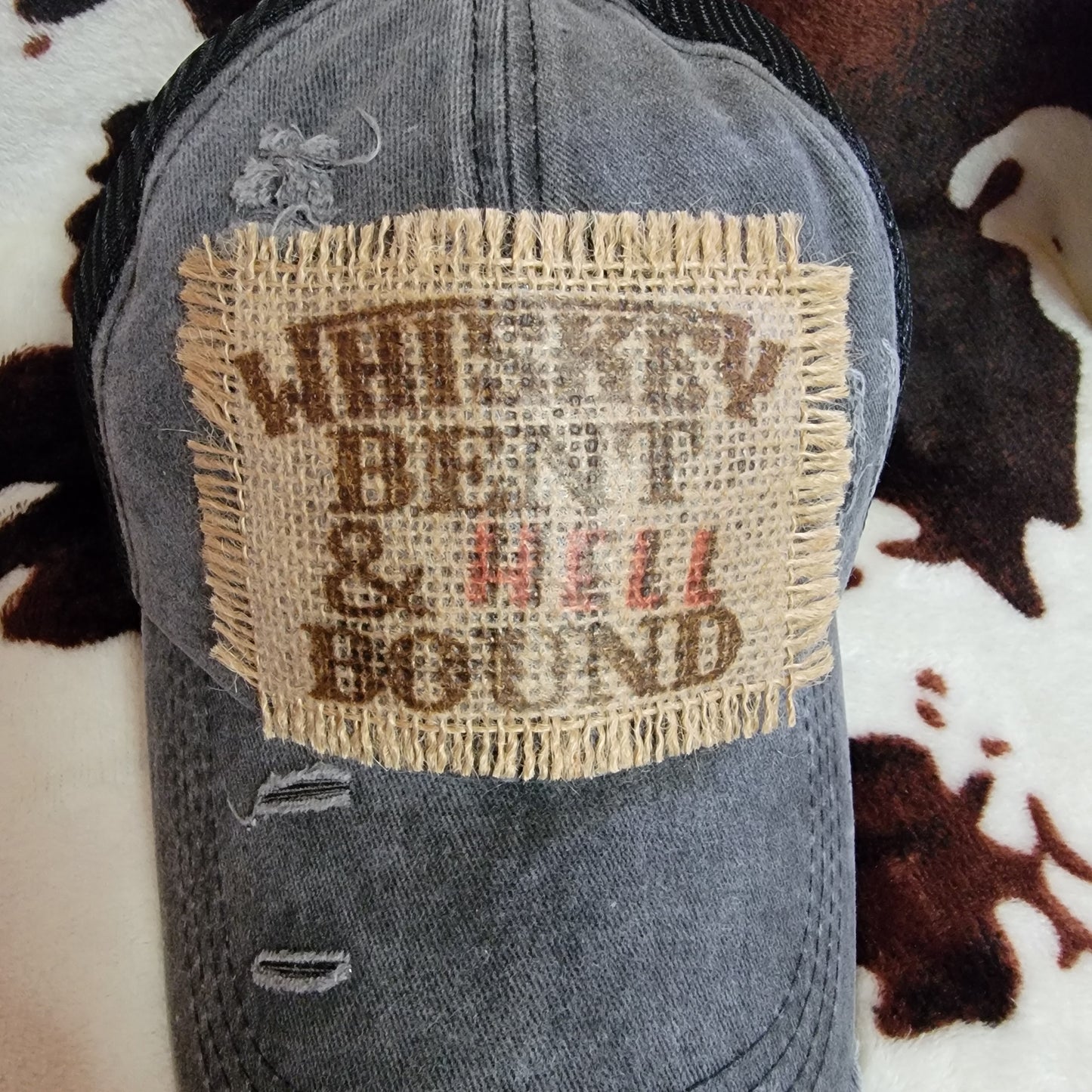 Whiskey Bent Criss Cross Ponytail Patch Hat