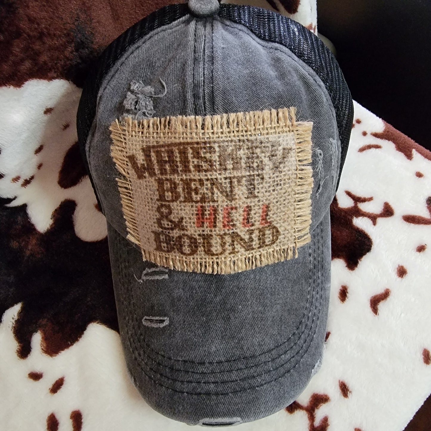 Whiskey Bent Criss Cross Ponytail Patch Hat