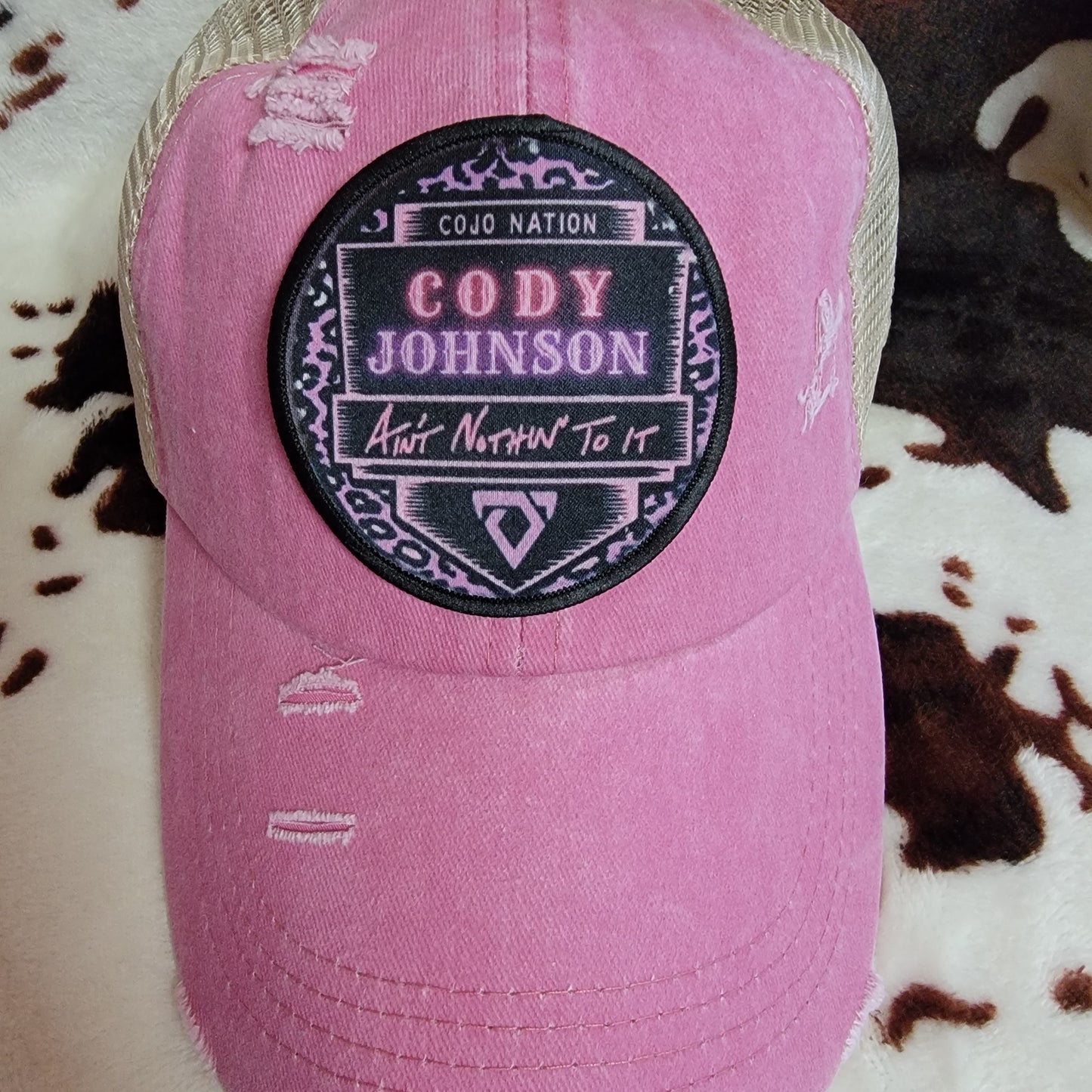 Cody Johnson Pink Criss Cross Ponytail Patch Hat