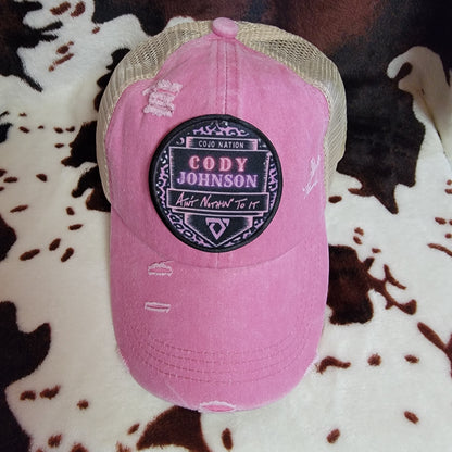 Cody Johnson Pink Criss Cross Ponytail Patch Hat