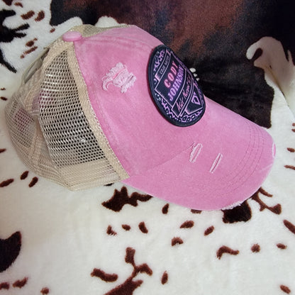 Cody Johnson Pink Criss Cross Ponytail Patch Hat