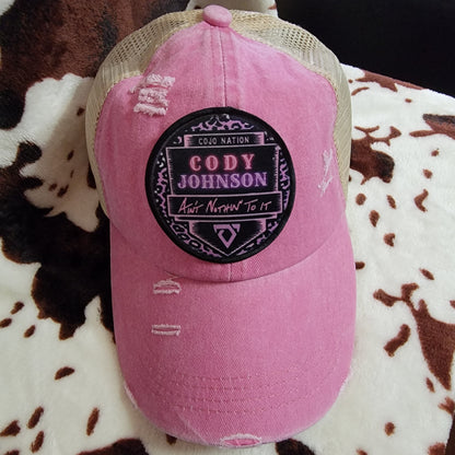 Cody Johnson Pink Criss Cross Ponytail Patch Hat