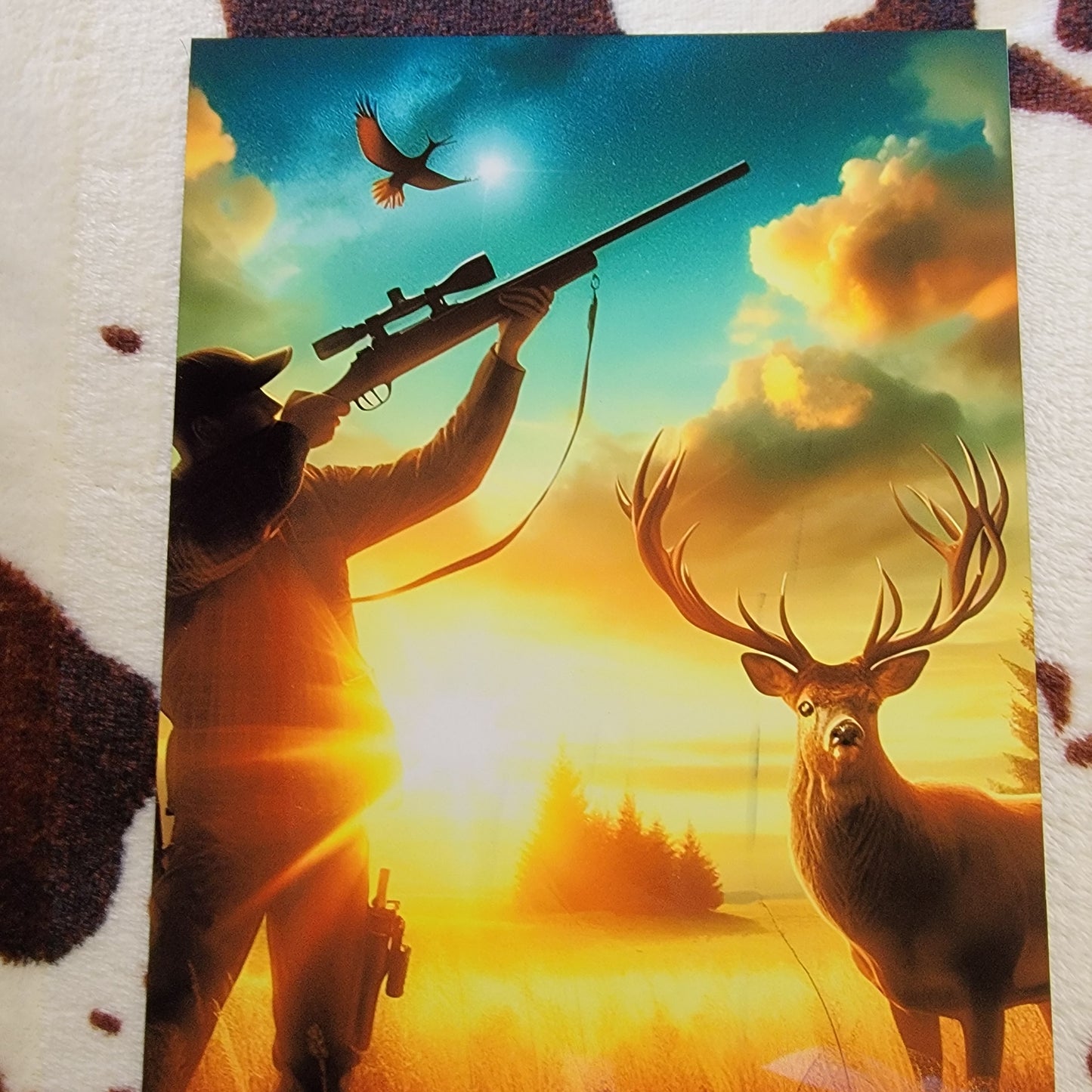 Deer Hunting Sunset Metal Sign