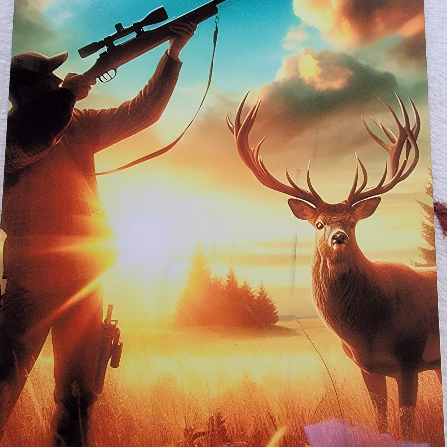 Deer Hunting Sunset Metal Sign