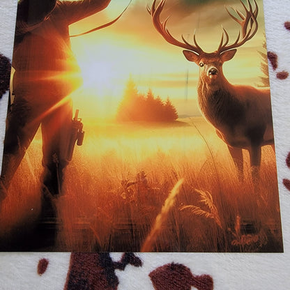 Deer Hunting Sunset Metal Sign