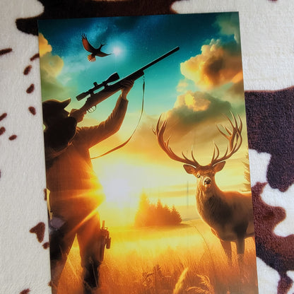 Deer Hunting Sunset Metal Sign