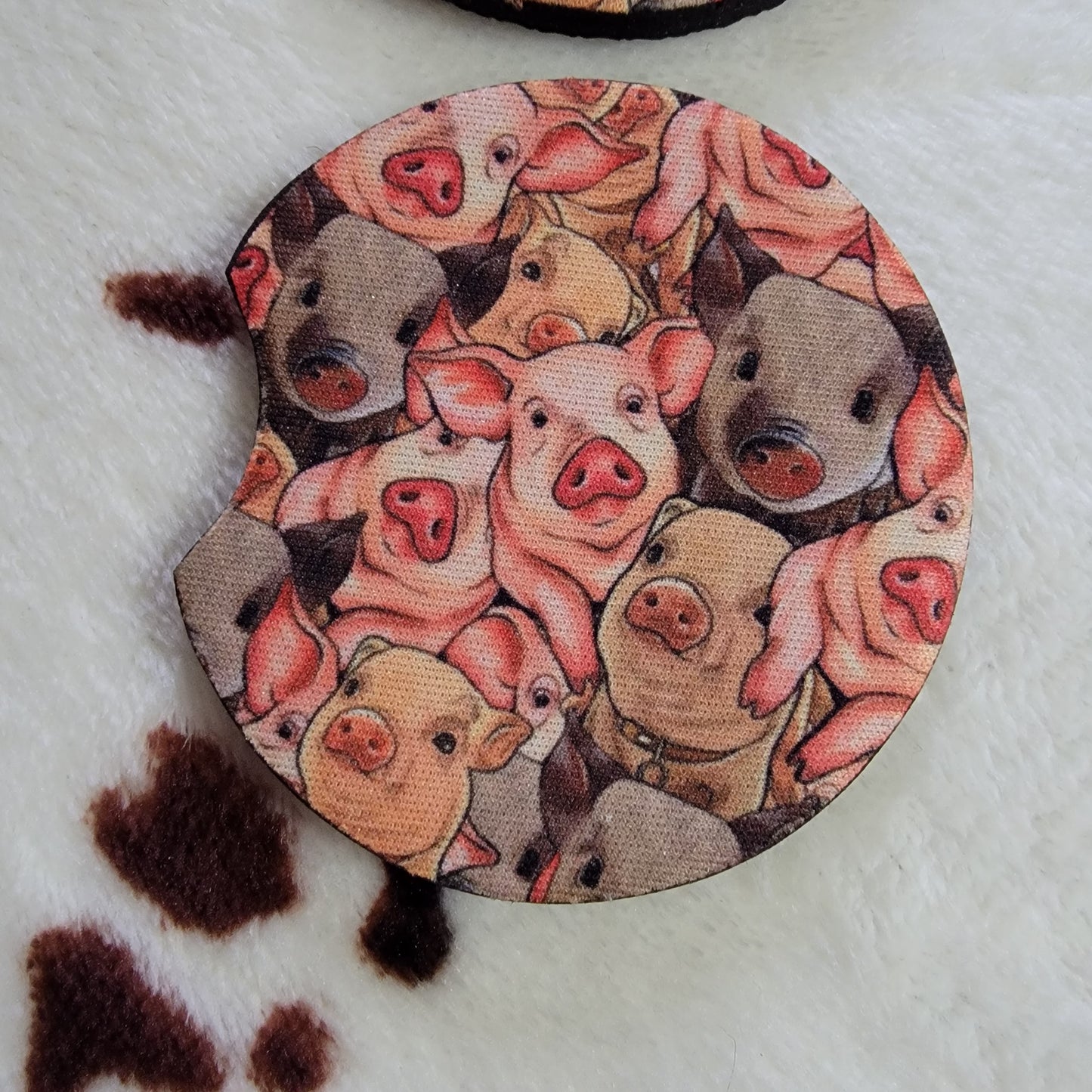 Pigs Western Neoprene Car Coasters