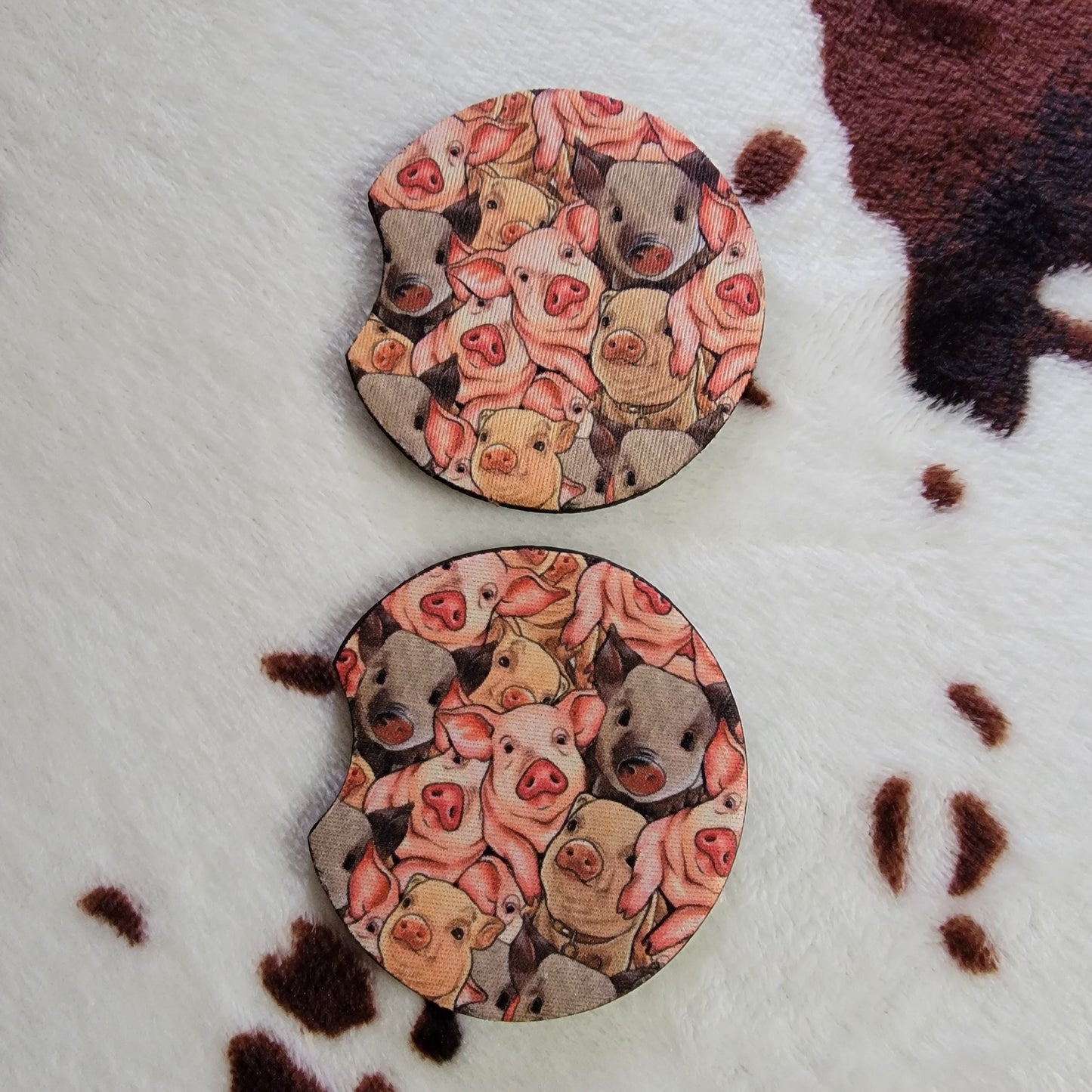 Pigs Western Neoprene Car Coasters