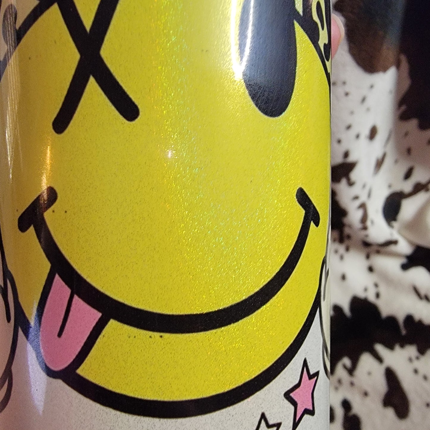 FAAFO Smiley Face Irridecent Shimmer 20oz Skinny Tumbler