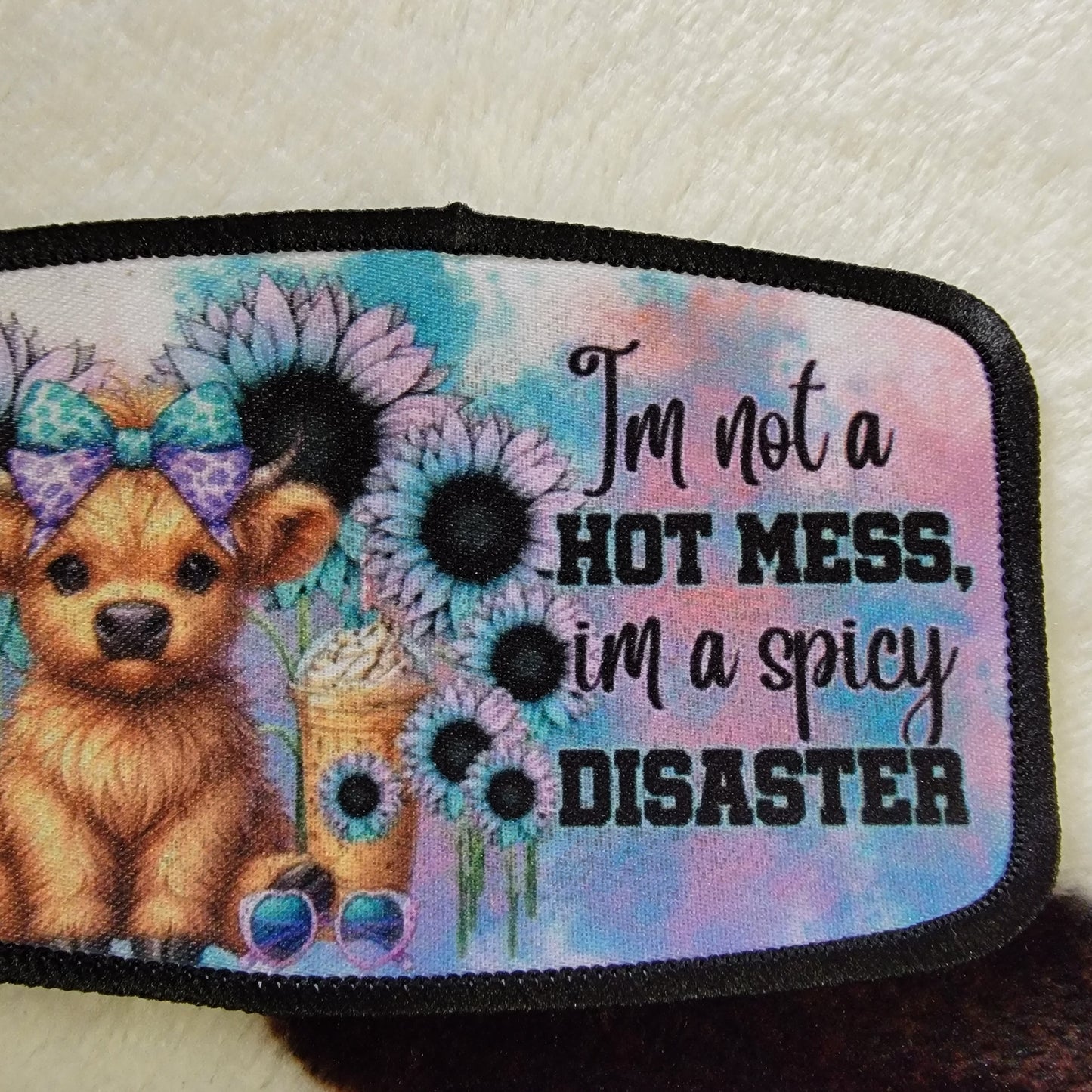 Highland Cow Hot Mess Hat Patch