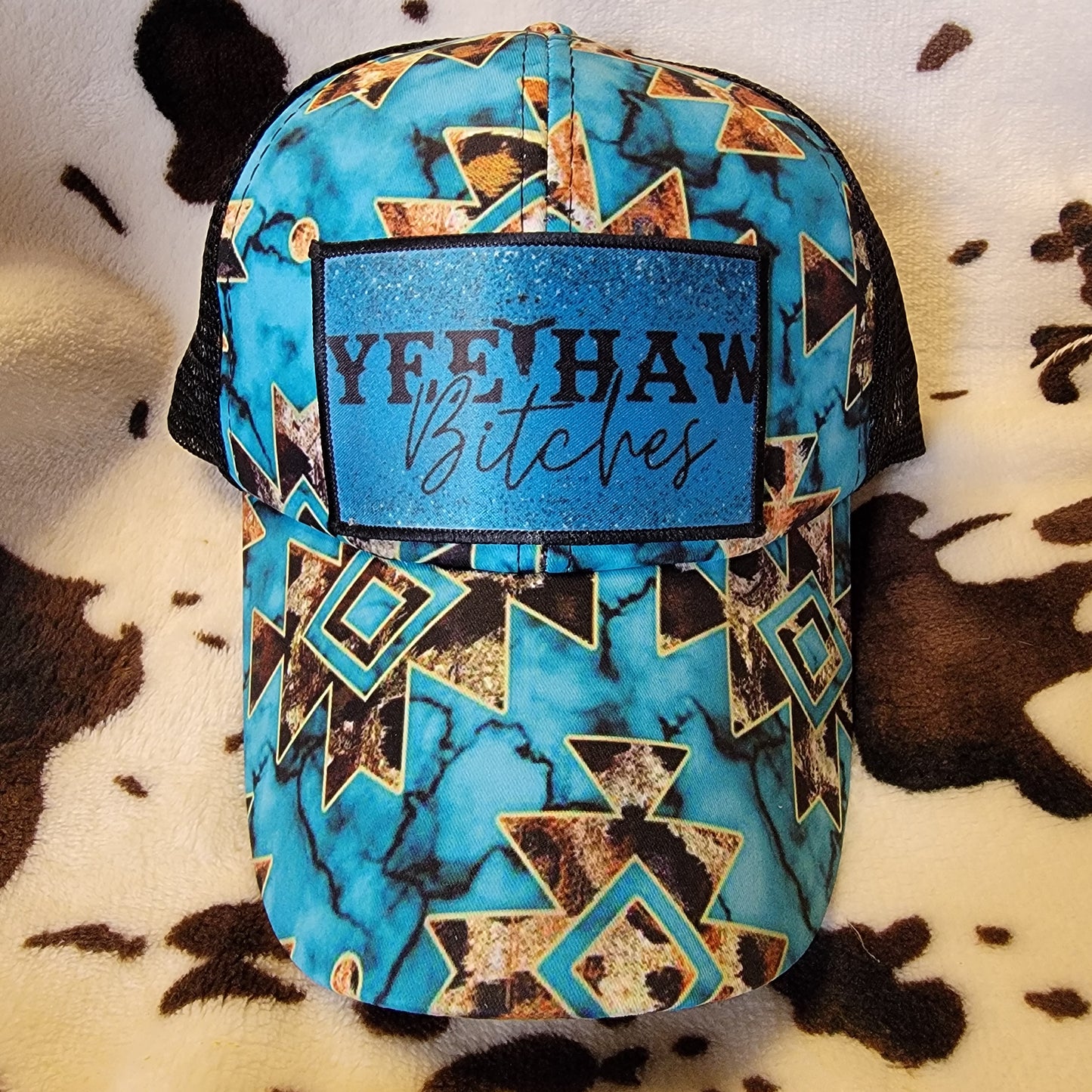 Yee Haw Western Custom Criss Cross Ponytail Patch Hat