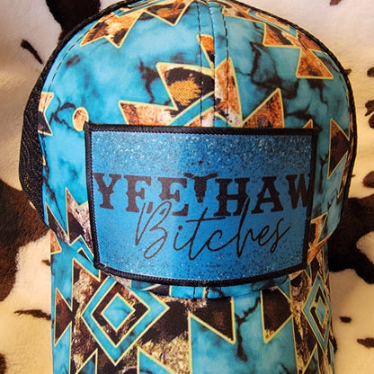 Yee Haw Western Custom Criss Cross Ponytail Patch Hat