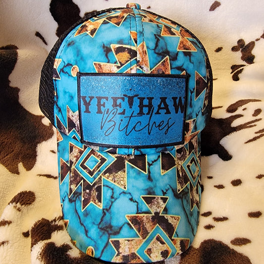 Yee Haw Western Custom Criss Cross Ponytail Patch Hat