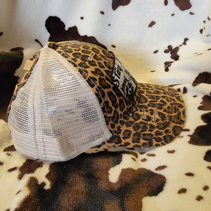 Stay Trashy Animal Print Custom Criss Cross Ponytail Patch Hat