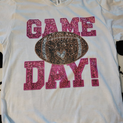 Game Day Football Pink Graphic T-Shirt