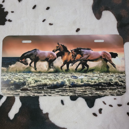 Running Horses Beach Car Tag License Plate