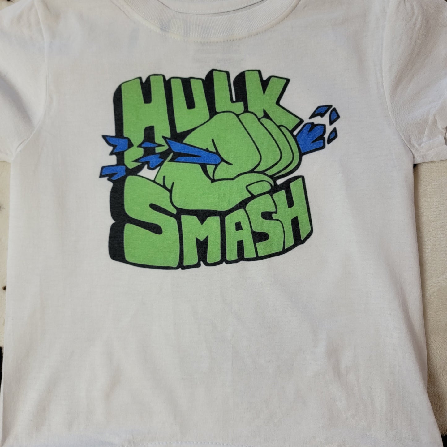 Hulk Smash Kids TShirt White Short Sleeve Graphic Tee