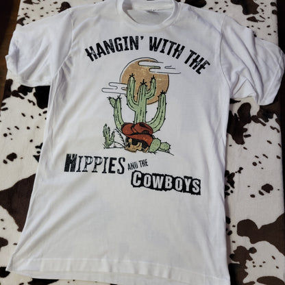 Hangin With The Hippies And Cowboys Graphic Tee Shirt