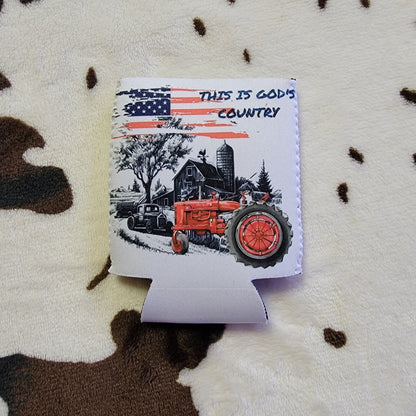 This Is Gods Country Flag Tractor Can Cooler Drink Holder Koozie