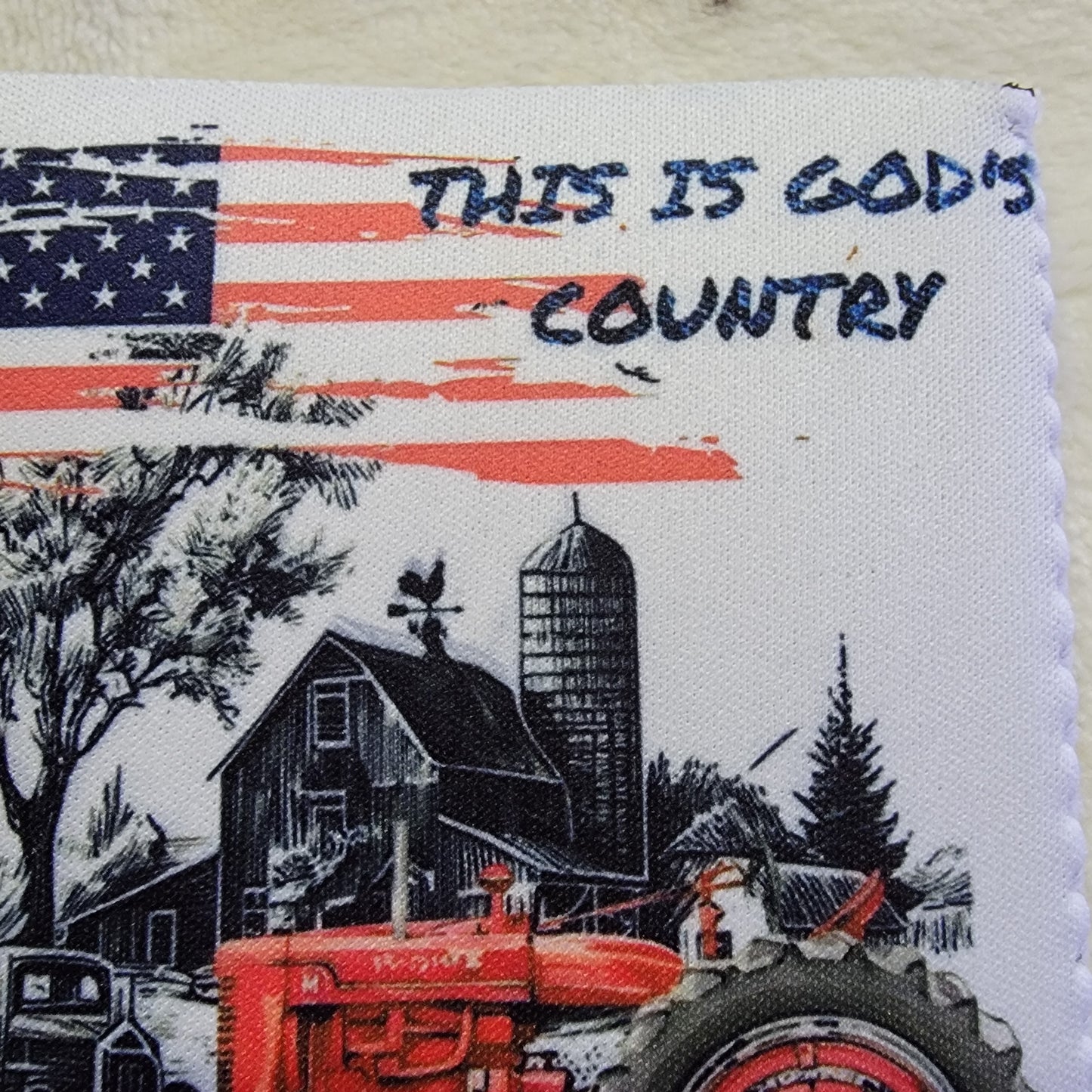 This Is Gods Country Flag Tractor Can Cooler Drink Holder Koozie